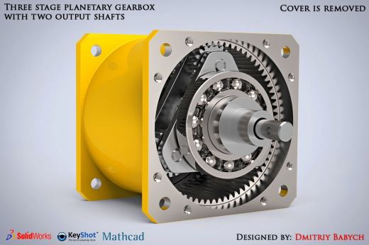 三级行星齿轮减速器三维建模图纸 solidworks设计 附STEP x_t格式缩略图